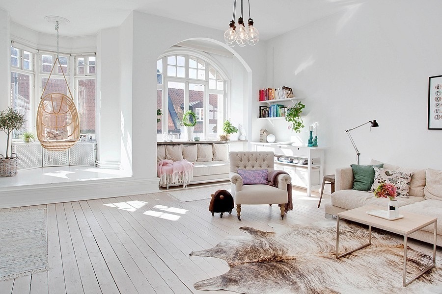 Des meubles au style scandinave pour une salon cocooning