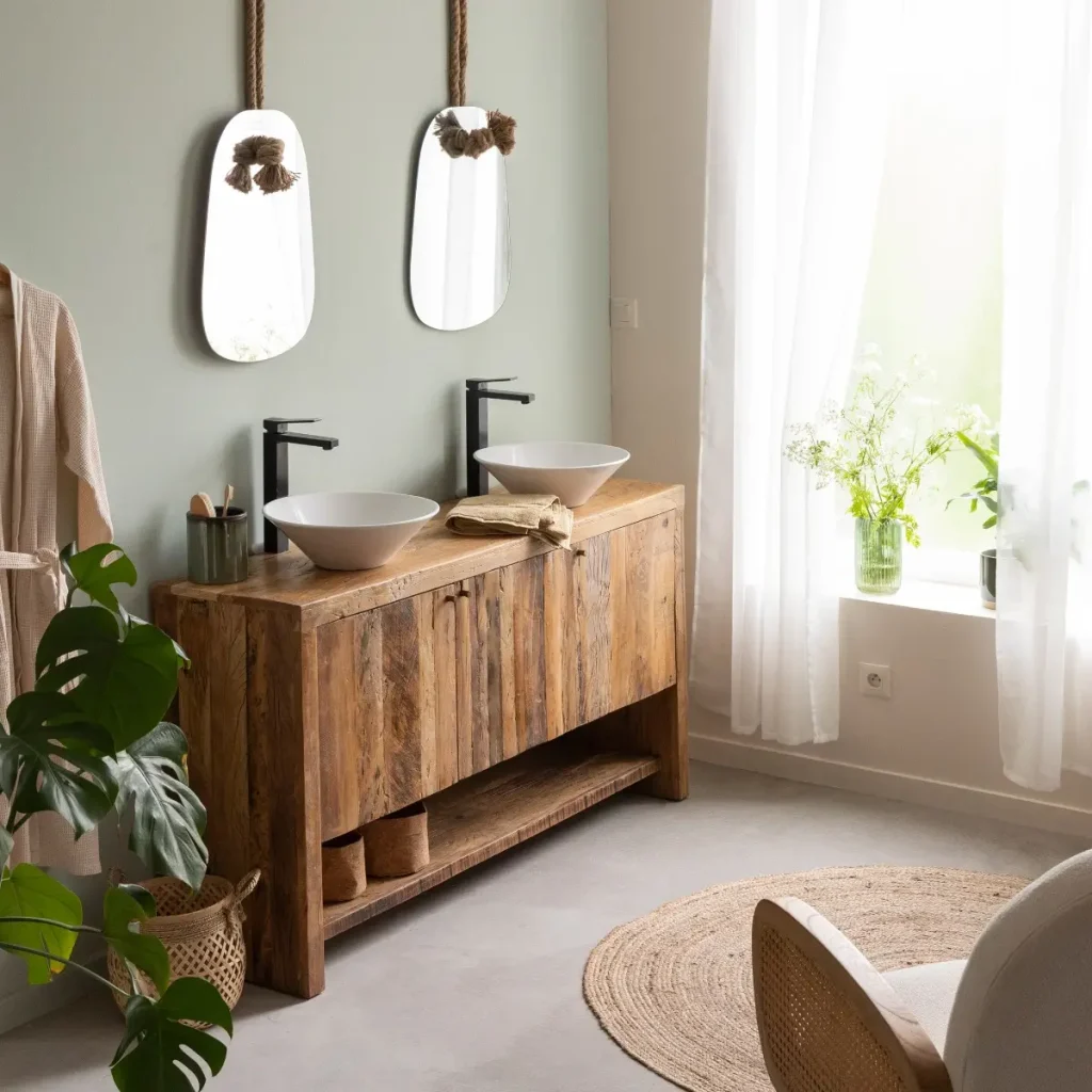 Meuble sous vasque en bois recyclé Naël