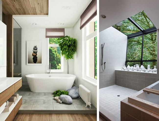 Idées déco pour une salle de bain nature / zen