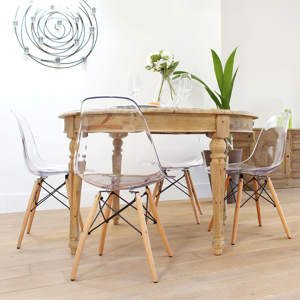 table a manger ronde bois recyclé