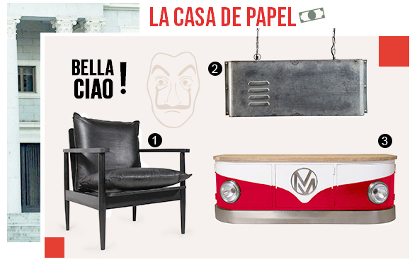Meubles pour réaliser une décoration dans les tendances de la série Casa de Papel