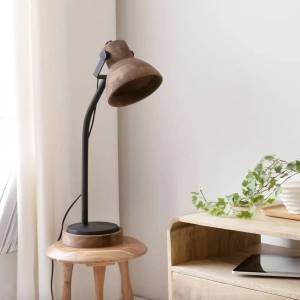Lampe Loulou en bois de manguier et métal